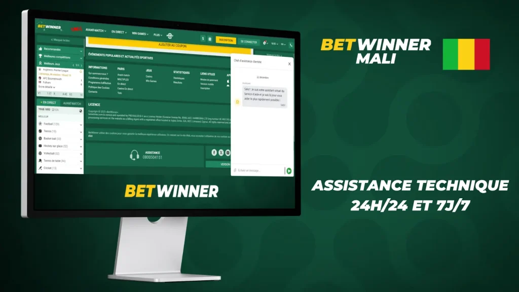 Support client Betwinner au Mali